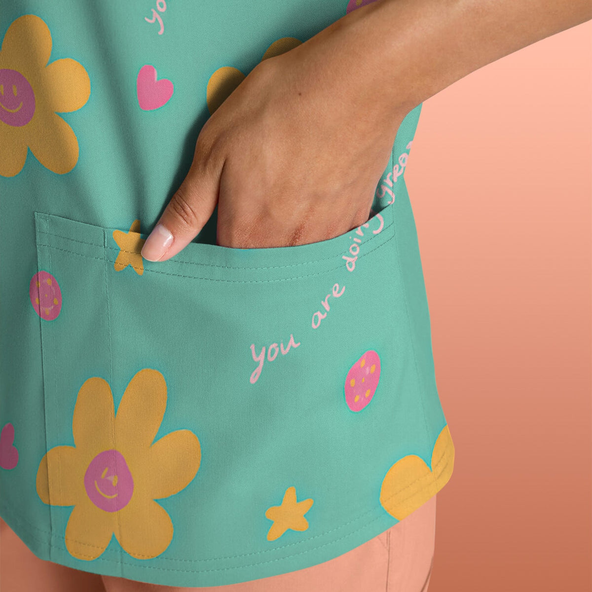 Smiley Flower Nurse Scrub Top