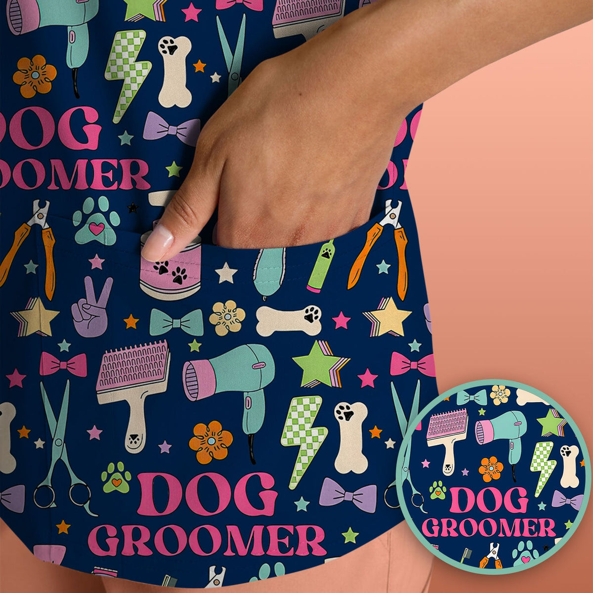 Dog Groomer Tools Nurse Scrub Top