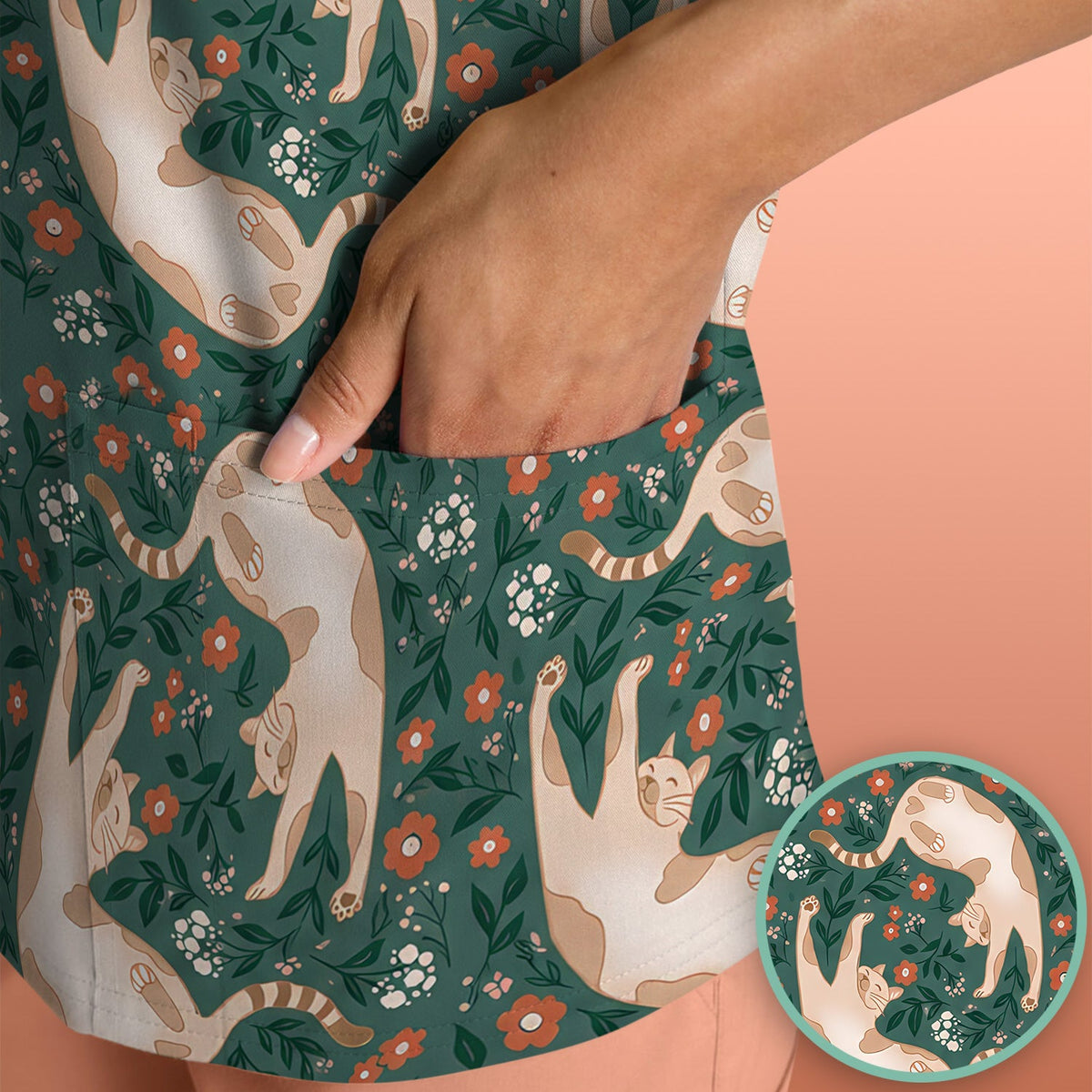 Glowing Blue Butterfly Garden Nurse Scrub Top