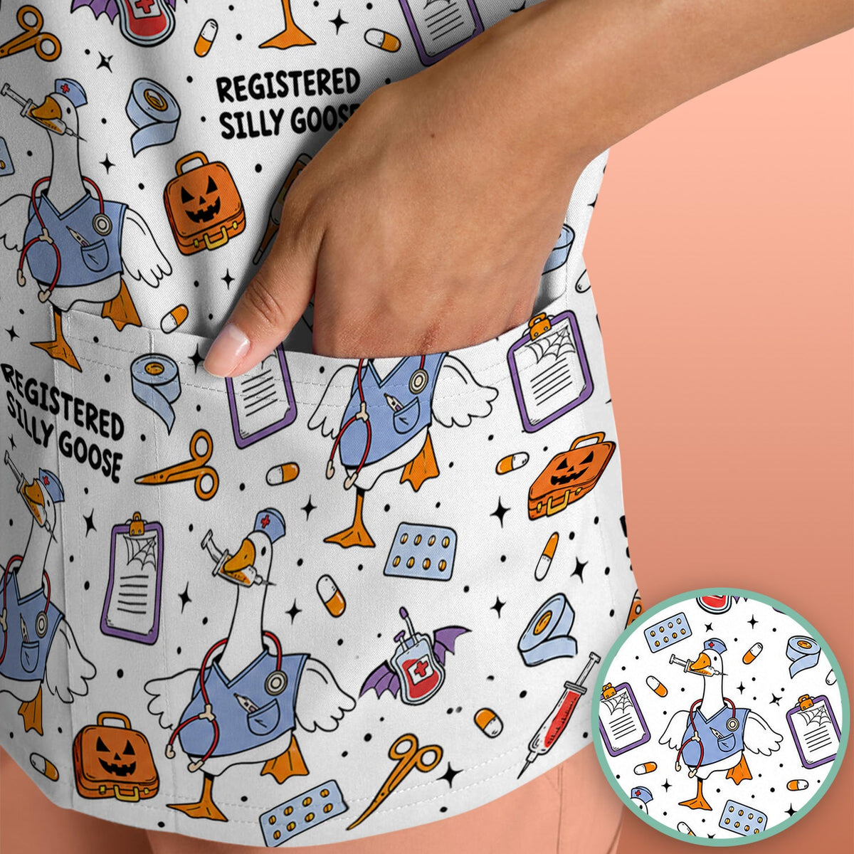 Registered Silly Goose Nurse Scrub Top - Halloween Gift
