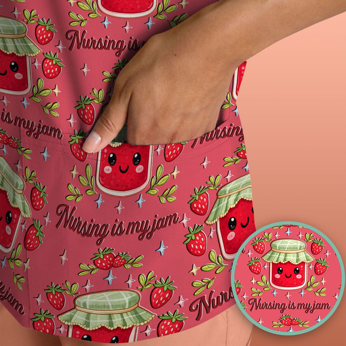 Strawberry Jam Nurse Scrub Top