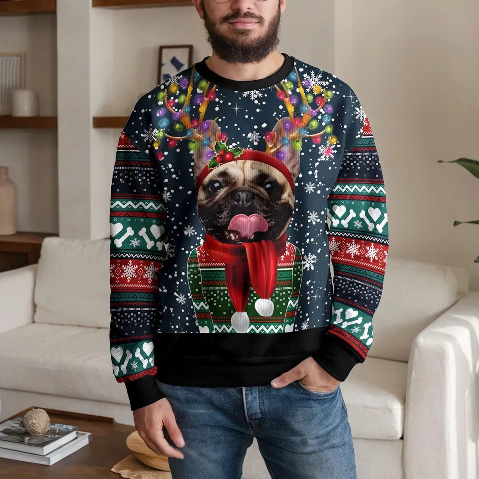 Personalized Funny Dog Photo Ugly Christmas Sweater