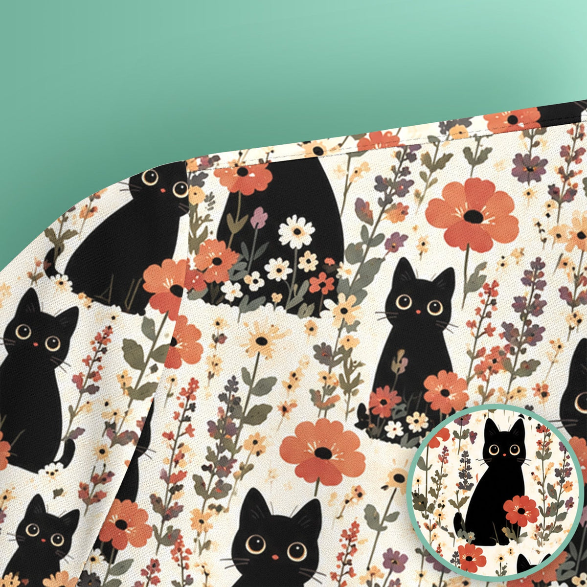 Cute Black Cat Wildflower Nurse Scrub Top