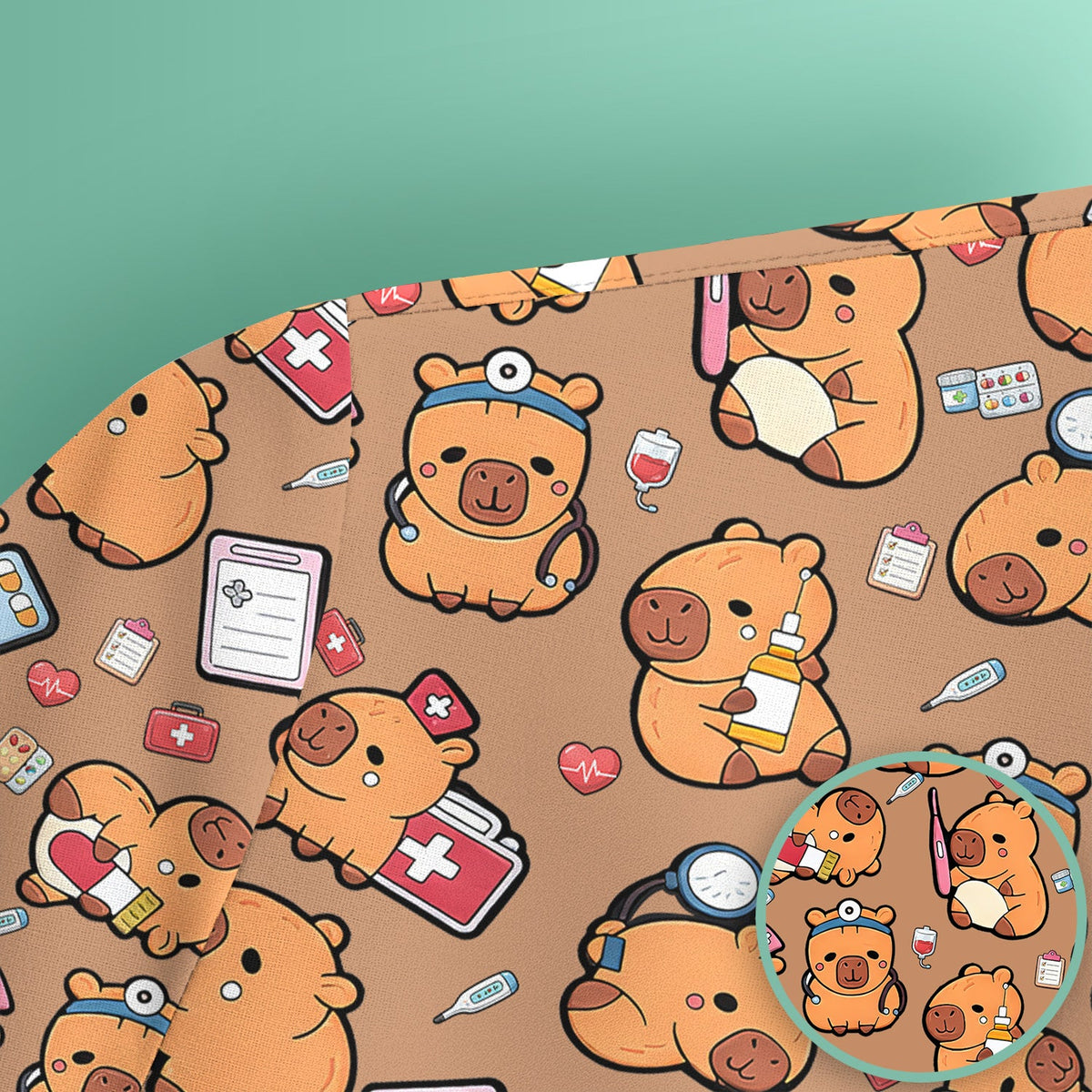 Capybara Stethoscope Medical Tools Nurse Scrub Top
