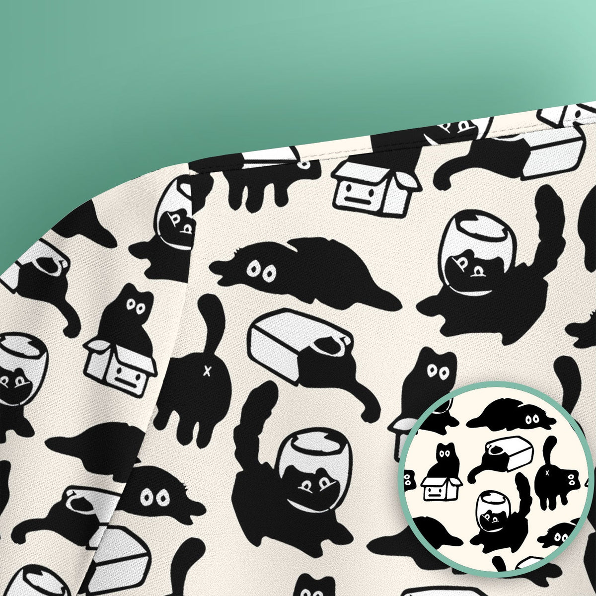 Dark Playful Cat Nurse Scrub Top