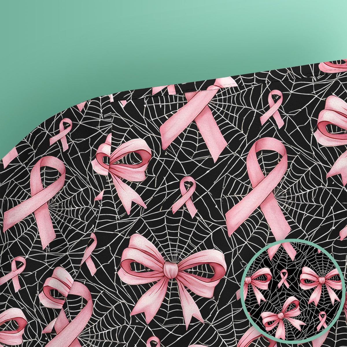 Pink Ribbon Pattern Nurse Scrub Top