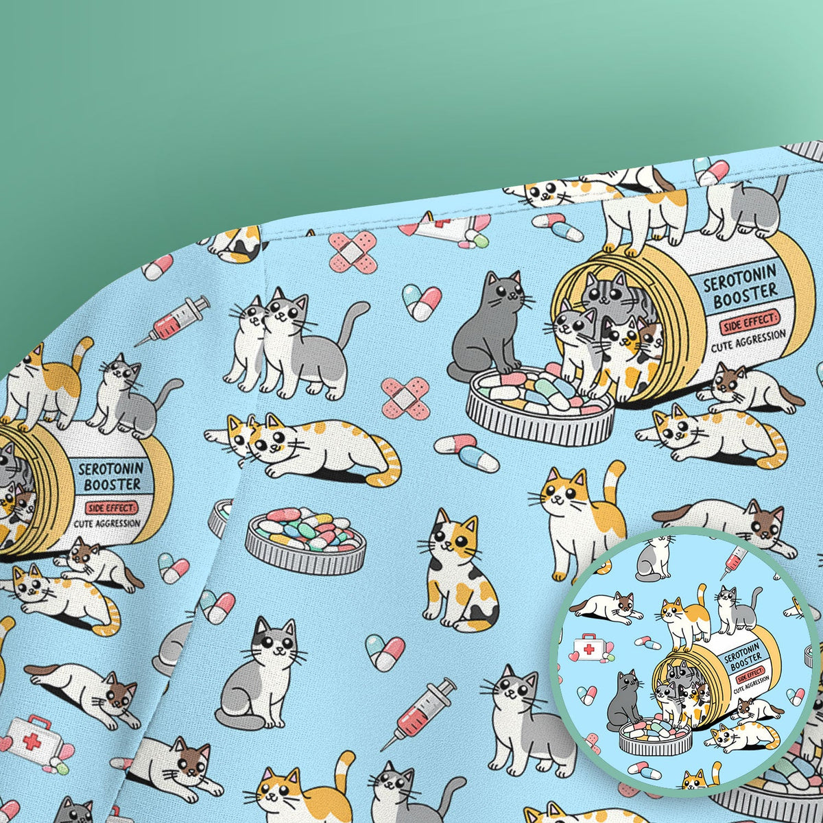 Cat Serotonin Booster Nurse Scrub Top