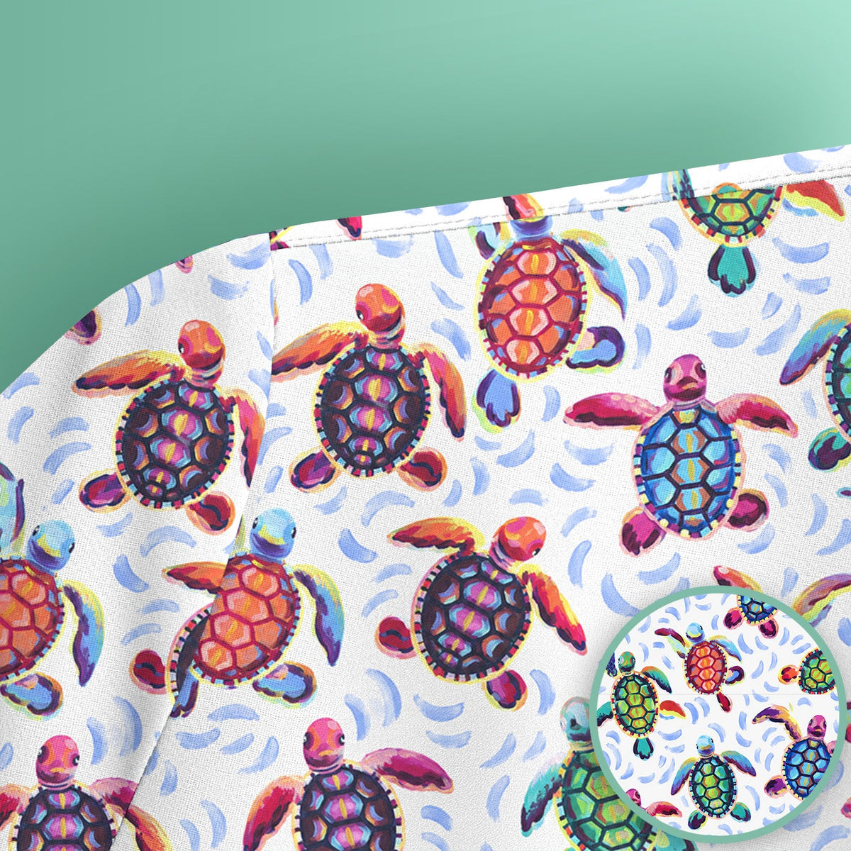 Colorful Sea Turtle Wave Nurse Scrub Top