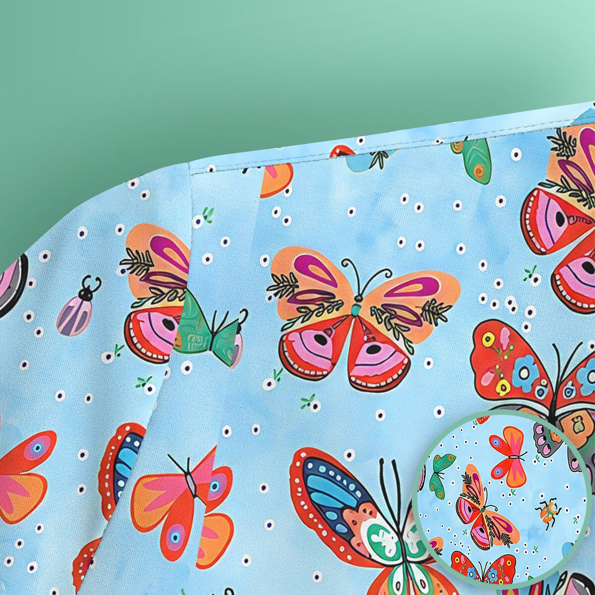 Colorful Butterfly Garden Nurse Scrub Top