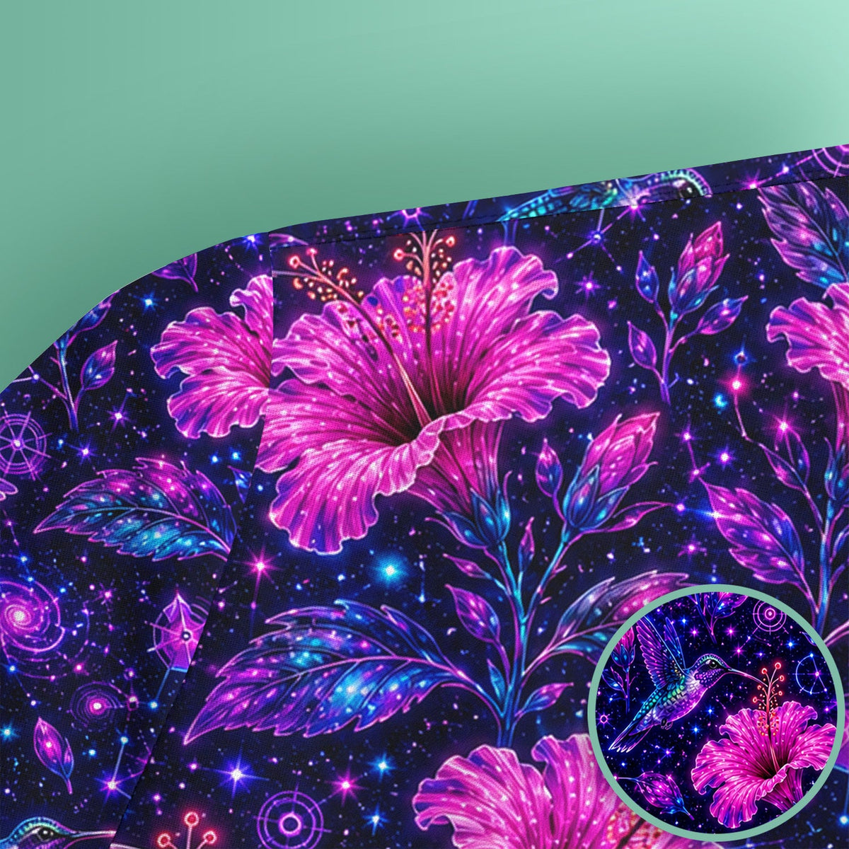 Galaxy Floral Hummingbird Nurse Scrub Top