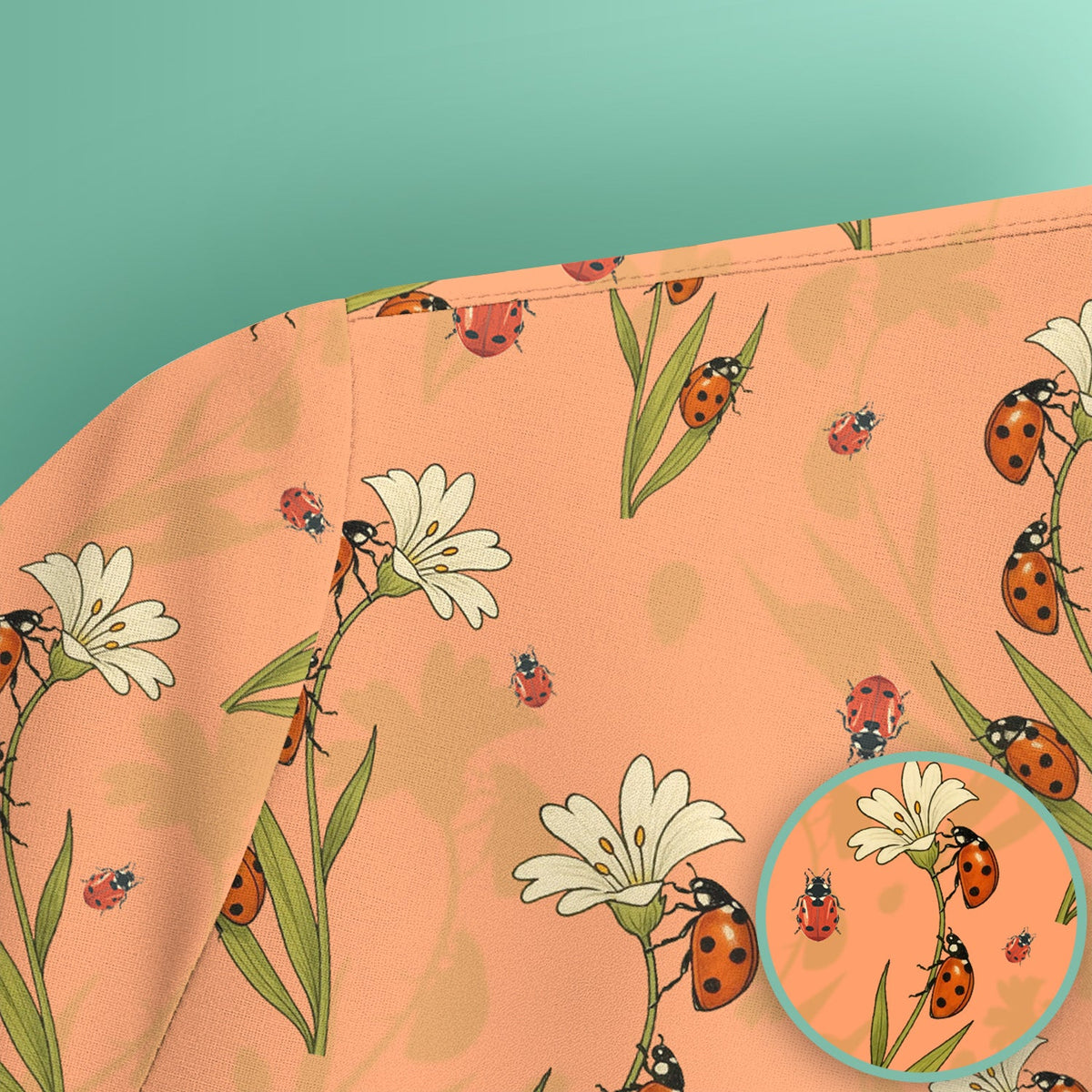 Fresh Daisy Ladybug Garden Nurse Scrub Top