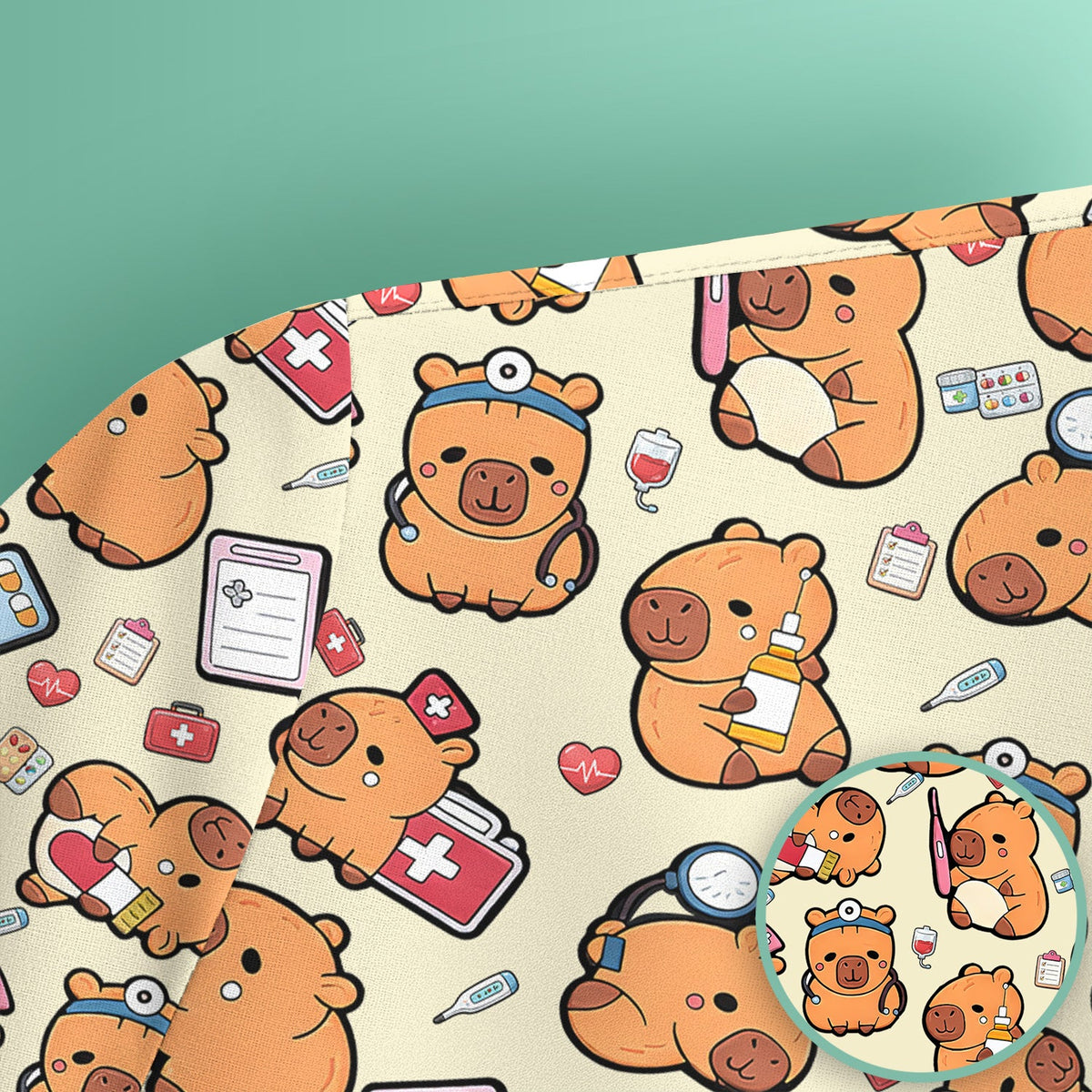 Capybara Stethoscope Medical Tools Nurse Scrub Top