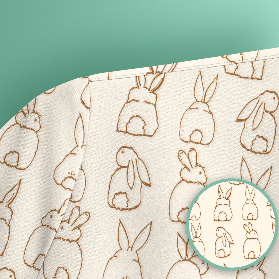 Cartoon Bunny Line Art Nurse Scrub Top - Easter Gift