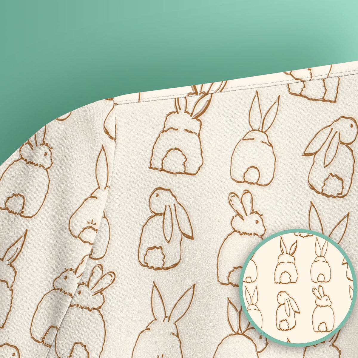 Cartoon Bunny Line Art Nurse Scrub Top - Easter Gift