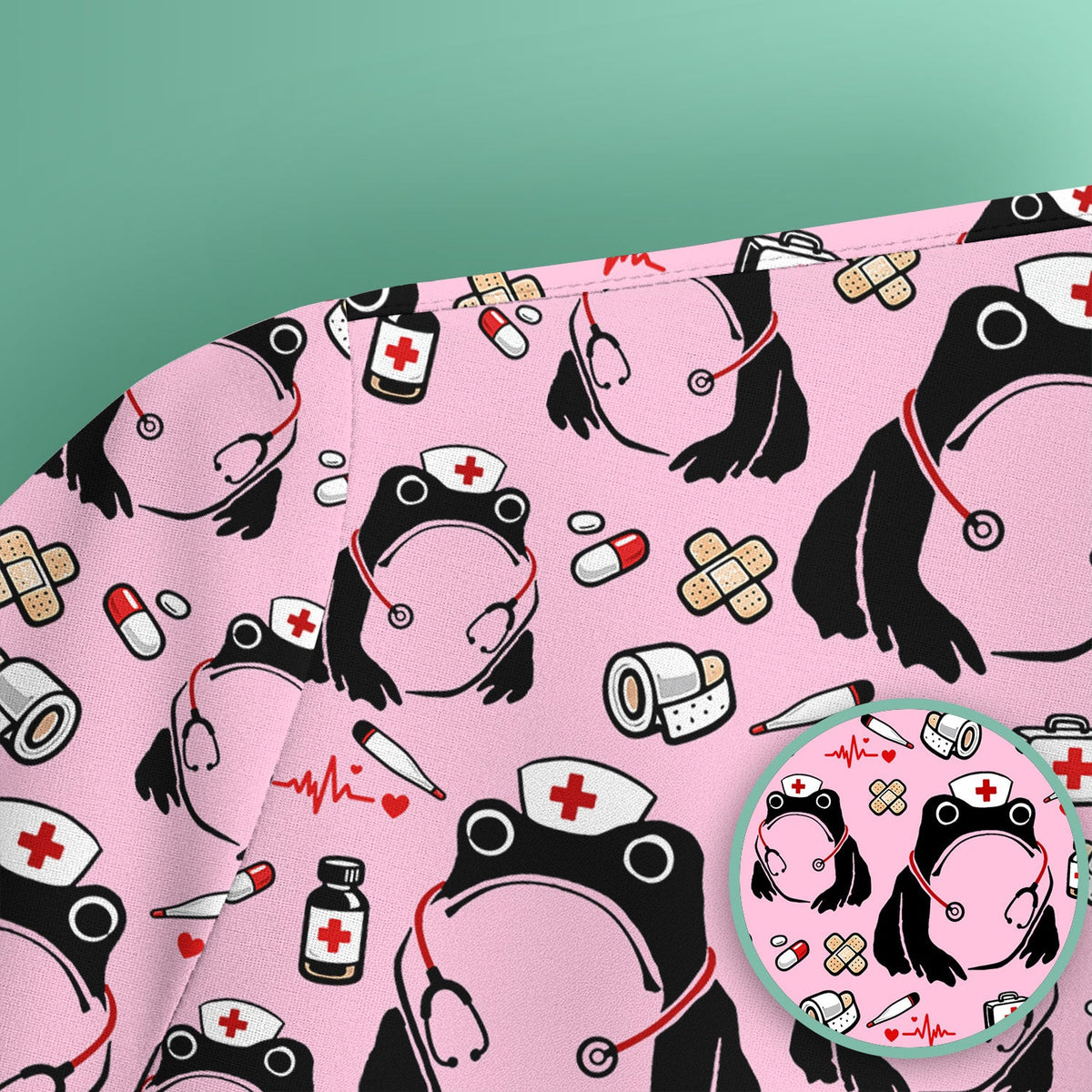 Frog Medical Nurse Scrub Top
