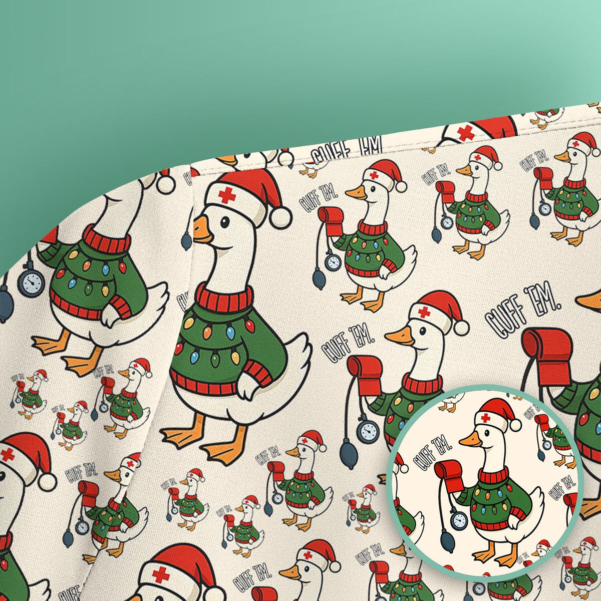 Christmas Duck Nurse Scrub Top