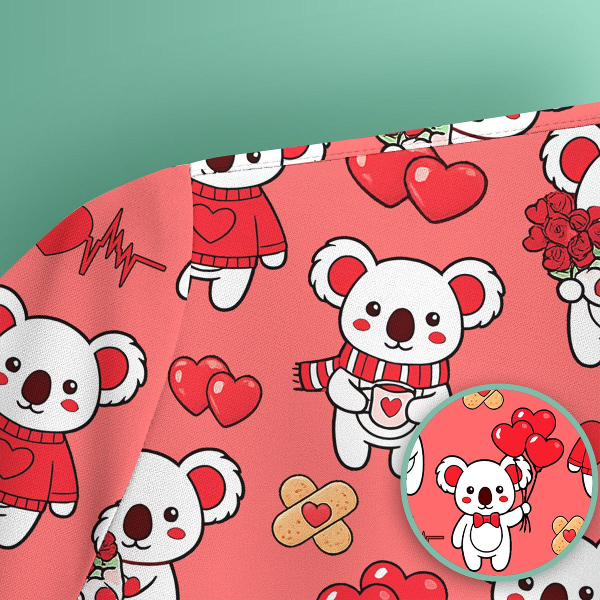 Sweet Koala Scrub Top - Valentines Day Gift For Nurse