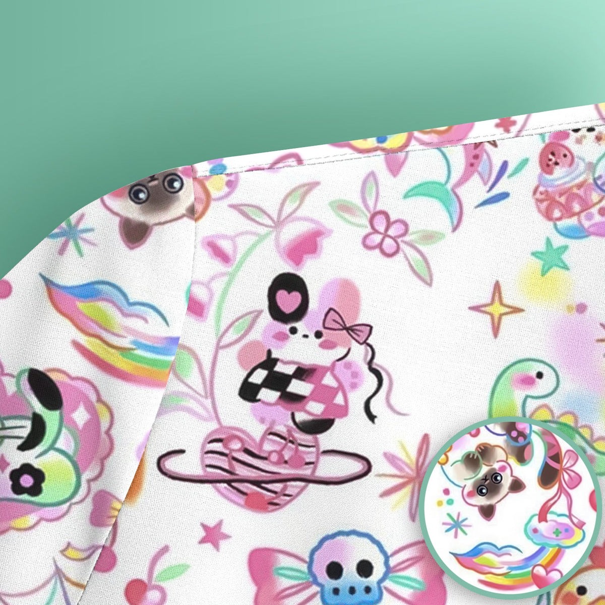 Kawaii Animal Rainbow Heart Nurse Scrub Top