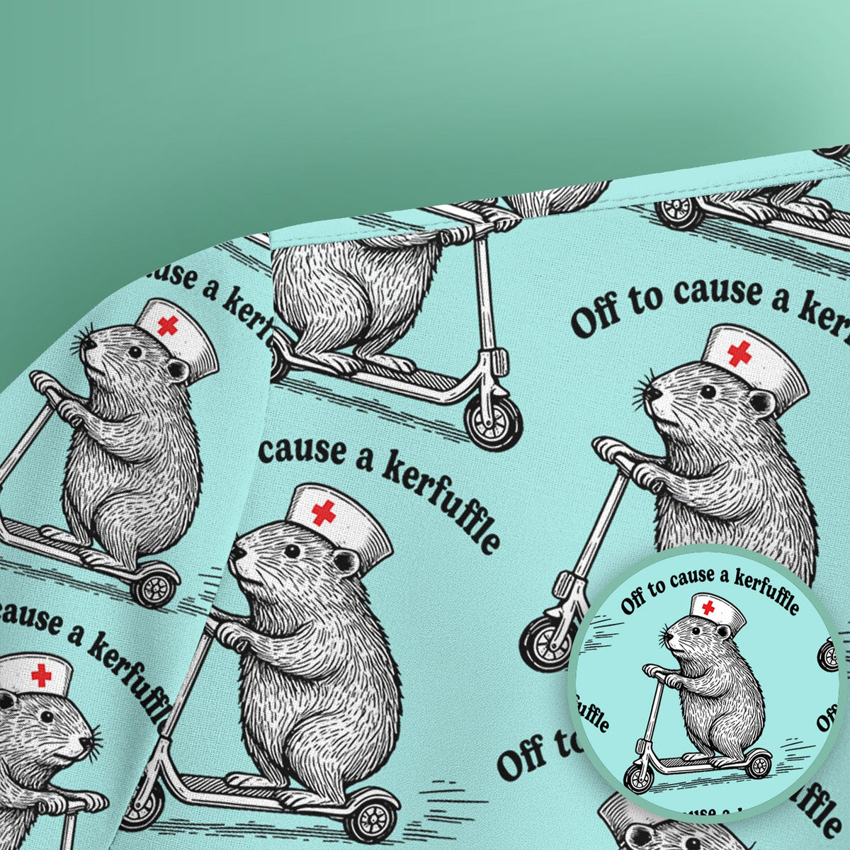 Mouse Scooter Nurse Scrub Top