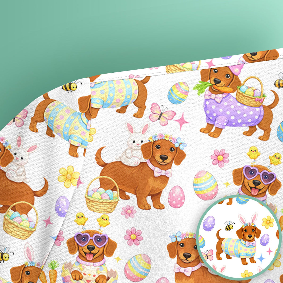 Easter Dachshund Nurse Scrub Top