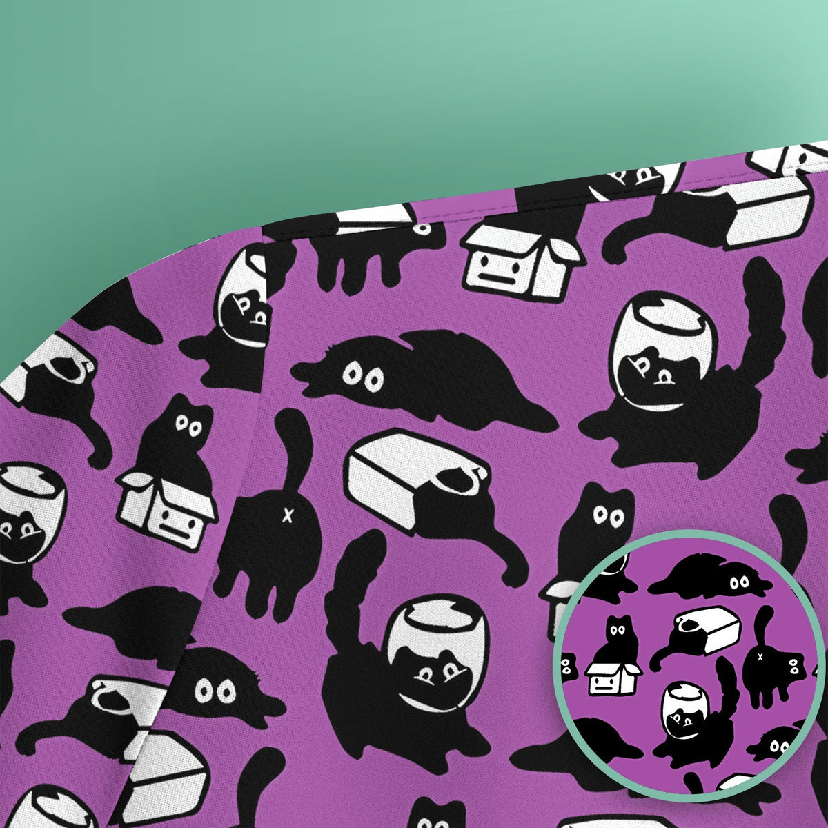 Dark Playful Cat Nurse Scrub Top
