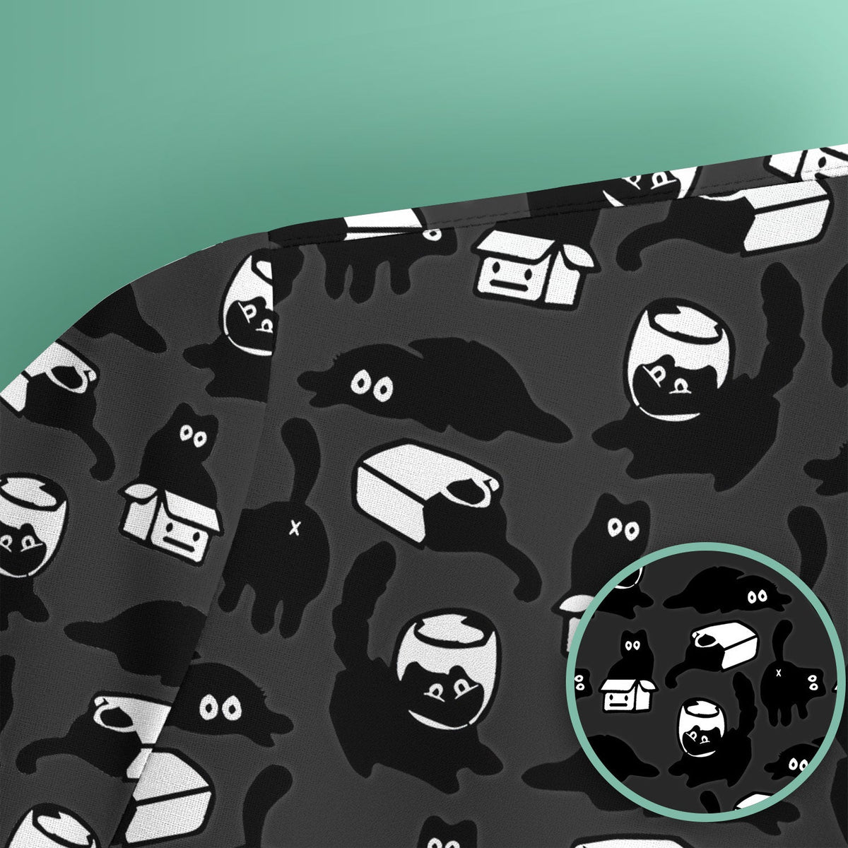 Dark Playful Cat Nurse Scrub Top