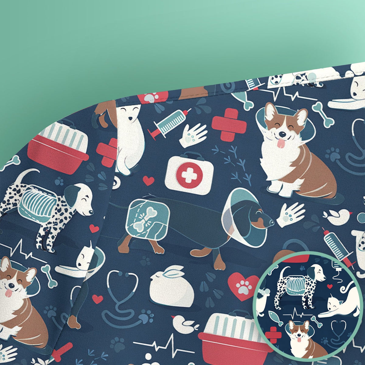 Dogs Veterinary Tools Nurse Scrub Top