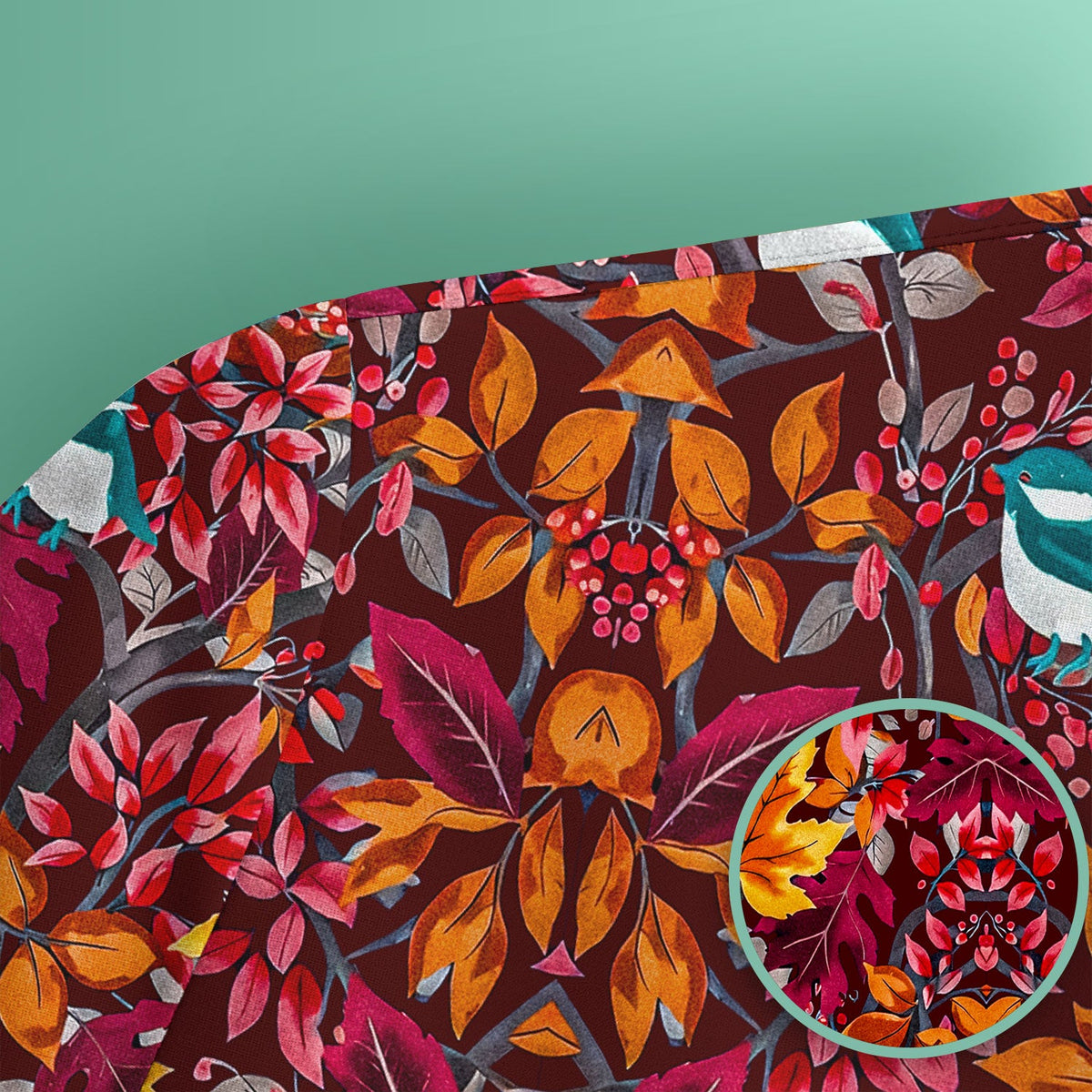 Autumn Leaves Blue Bird Nurse Scrub Top