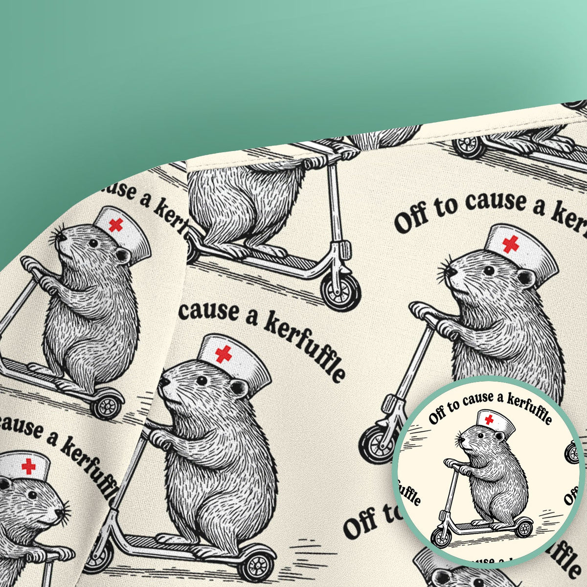 Mouse Scooter Nurse Scrub Top