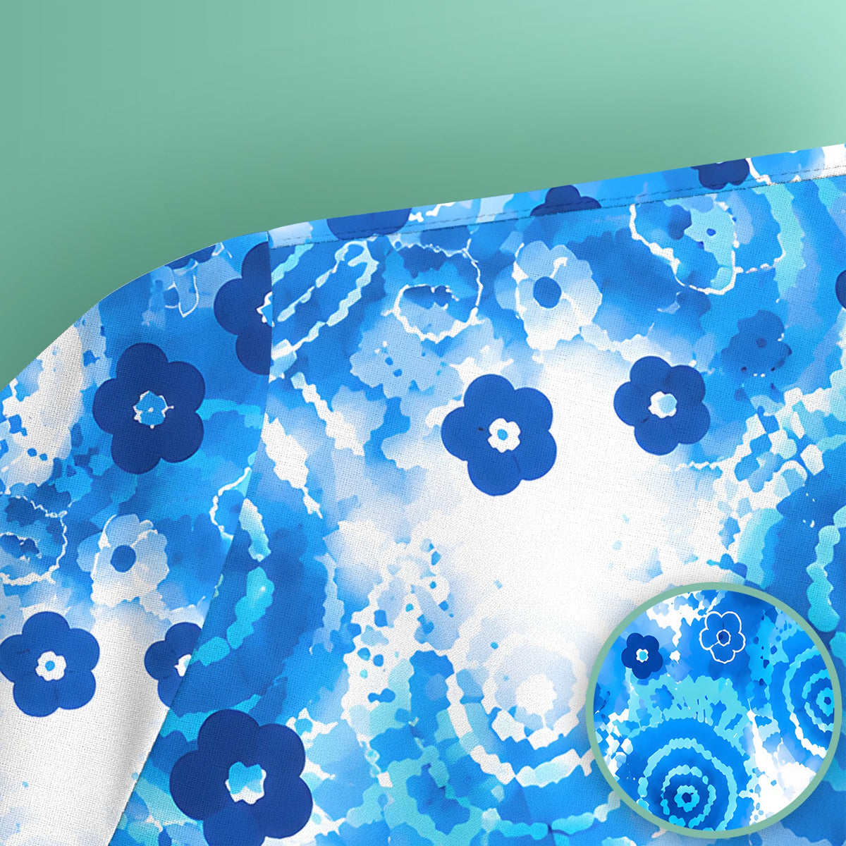 Blue Floral Spiral Nurse Scrub Top