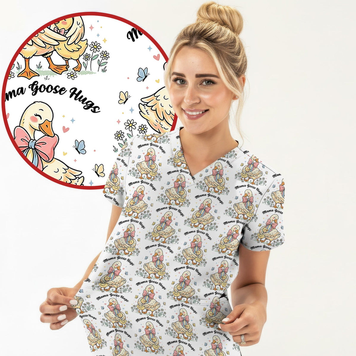 Mama Goose Hug Nurse Scrub Top