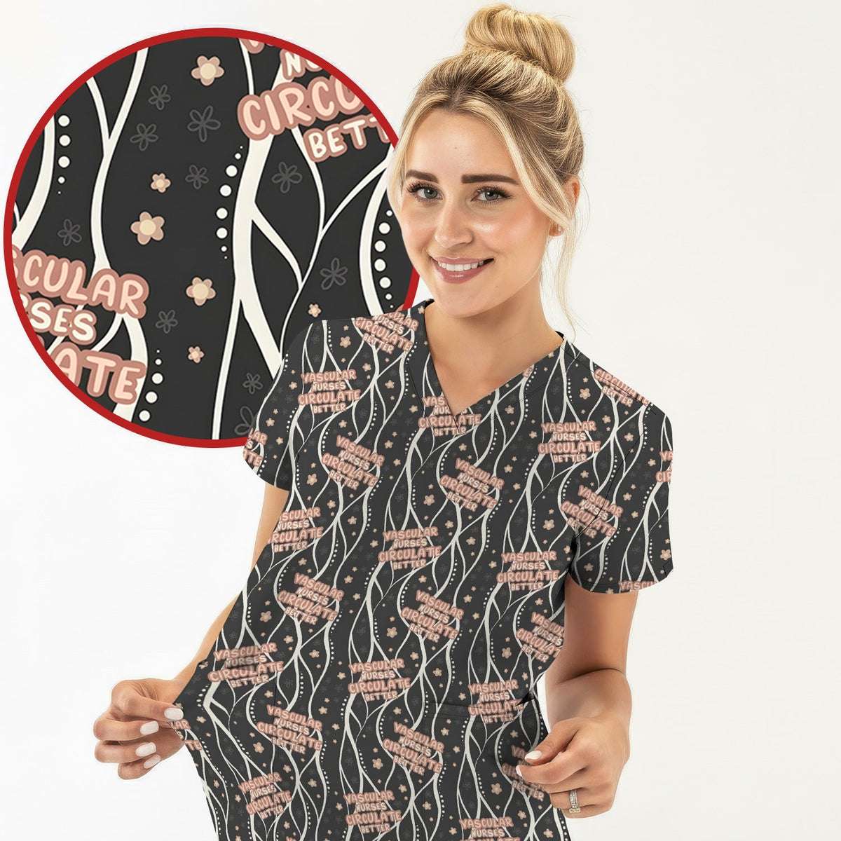 Vascular Nurse Circulation Awareness Scrub Top