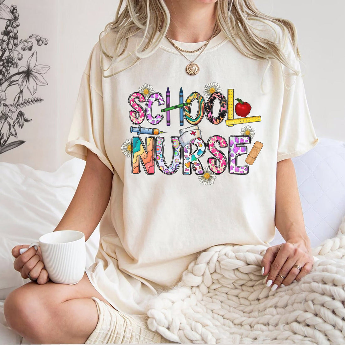 School Crayons Bandages Nurse Shirt