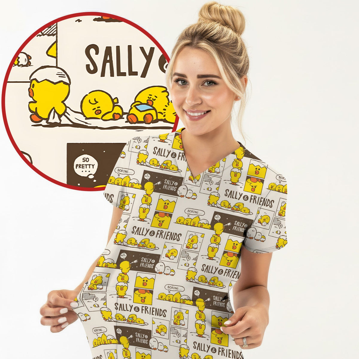 Chick Comic Nurse Scrub Top