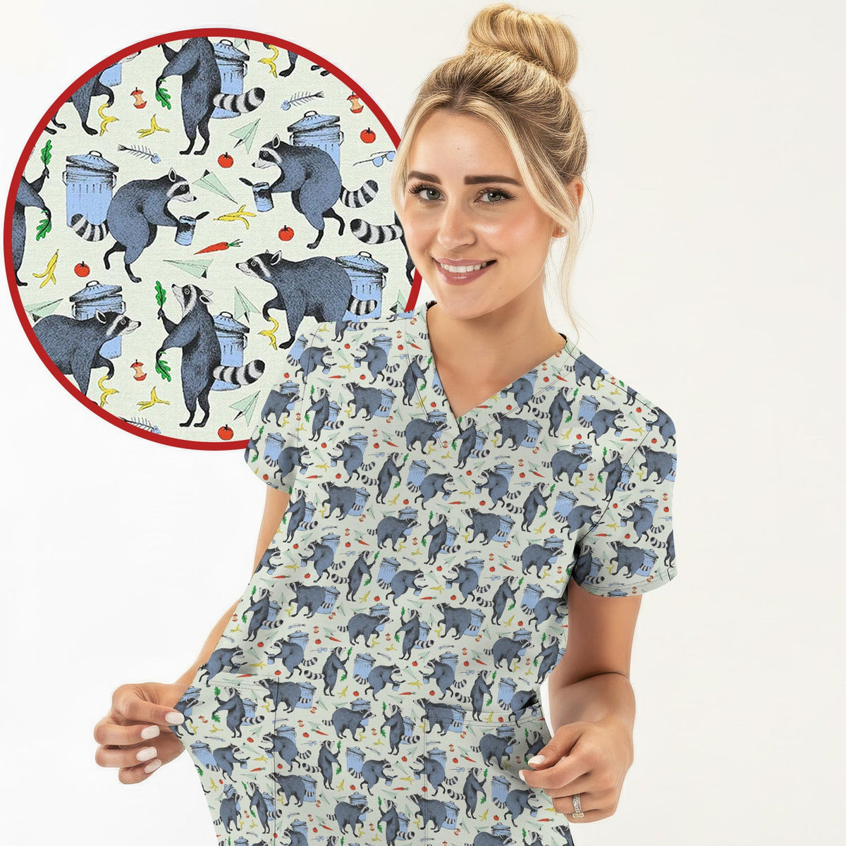 Raccoon Trash Nurse Scrub Set