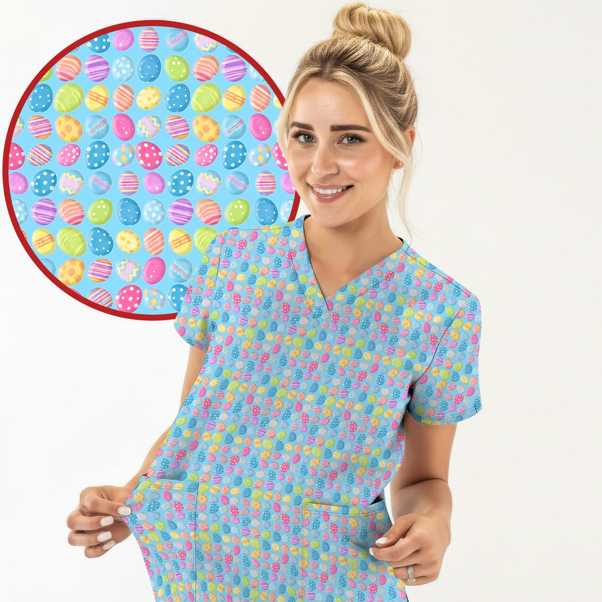 Colorful Easter Eggs Nurse Scrub Set