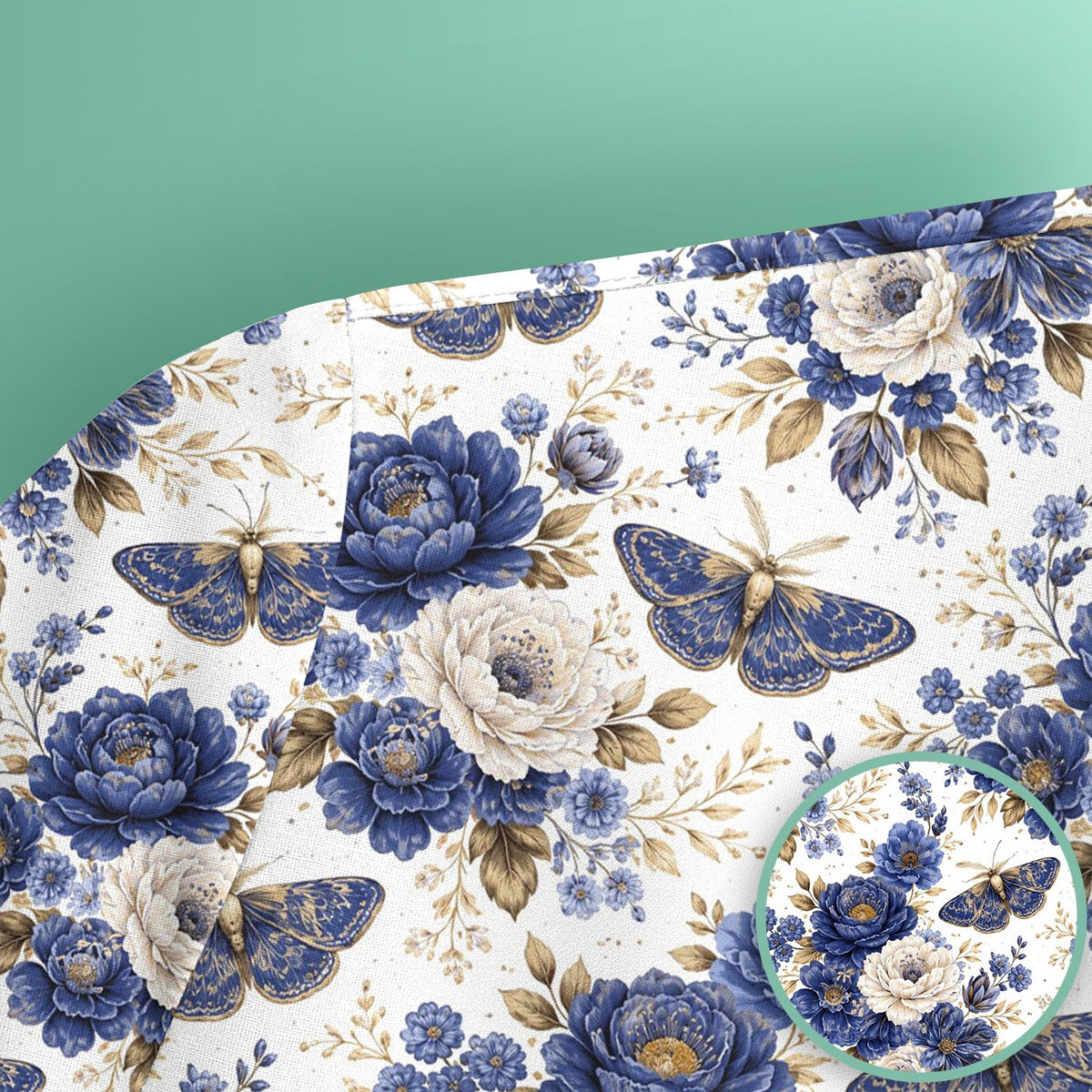 Cute Blue Floral Moth Nurse Scrub Top