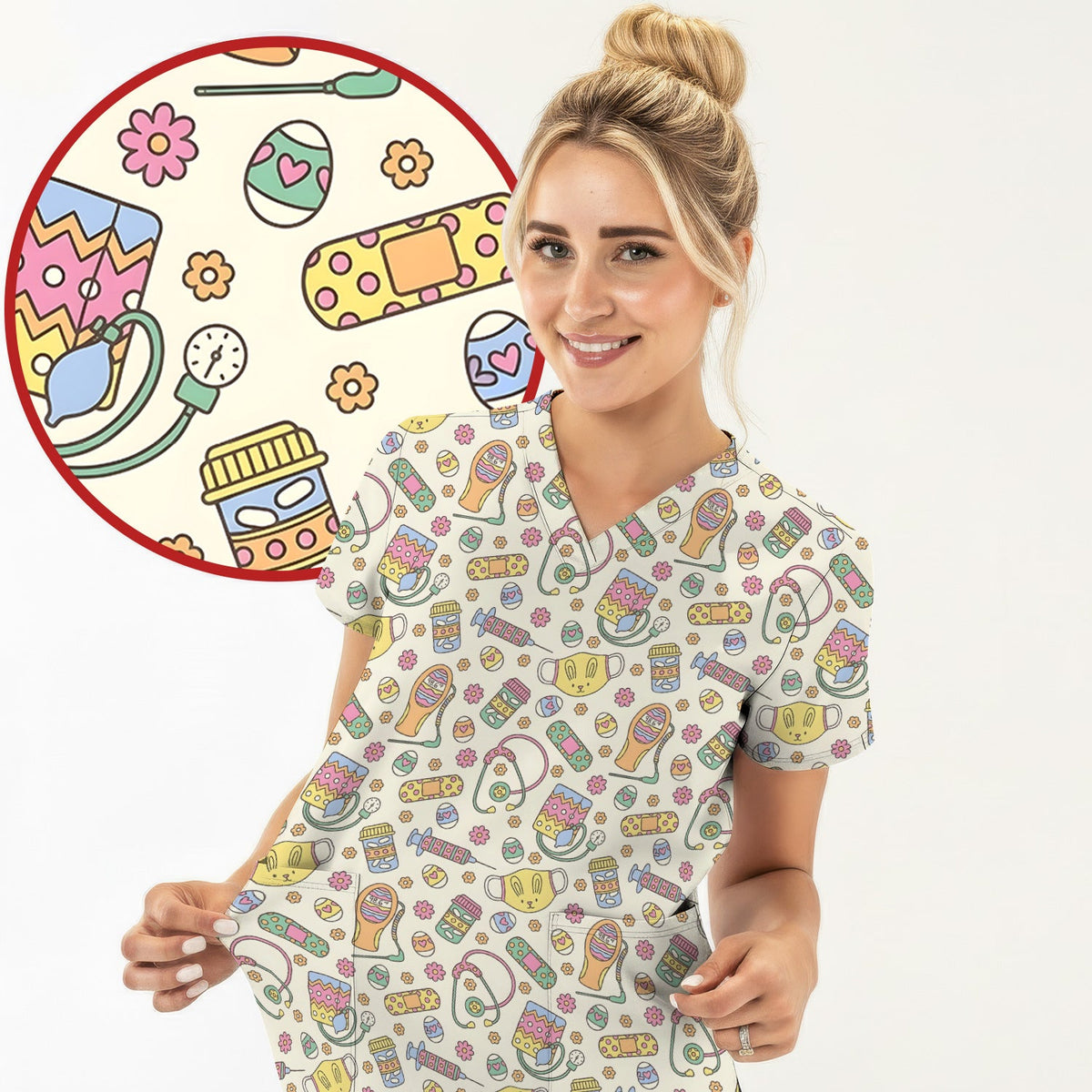 Nurse Bunny Scrub Top - Easter Gift