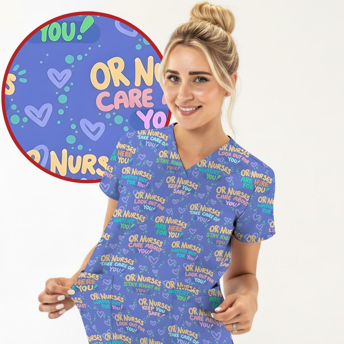 Nurse Quote Care Message Scrub Top