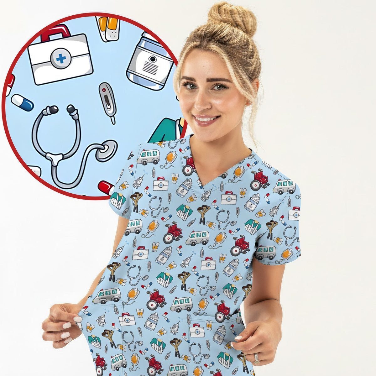 Medical Tools Emergency Transport Nurse Scrub Top