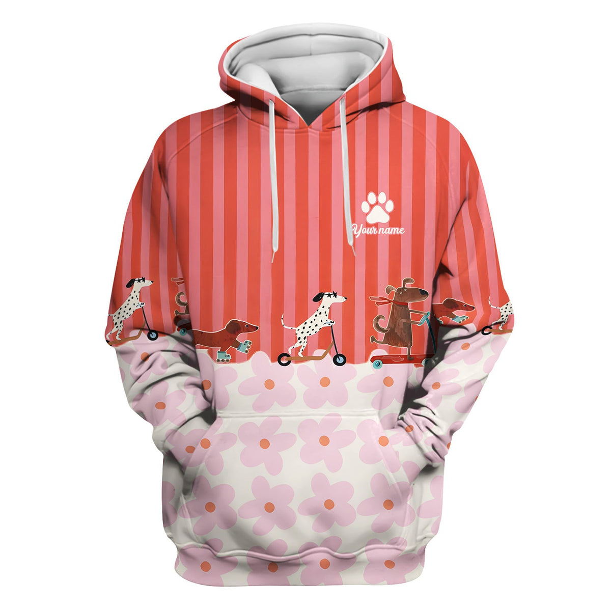 Personalized Dog Roller Skate Flower Nurse Scrub Top