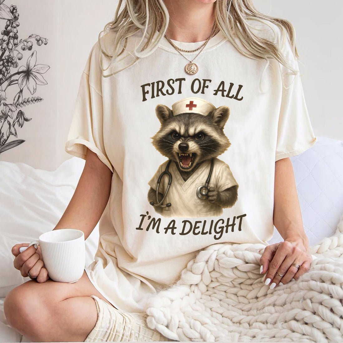 Personalized Raccoon Nurse Shirt for RN LPN CNA Delight Nurse Gift Cute Sarcastic Tee for Healthcare Workers