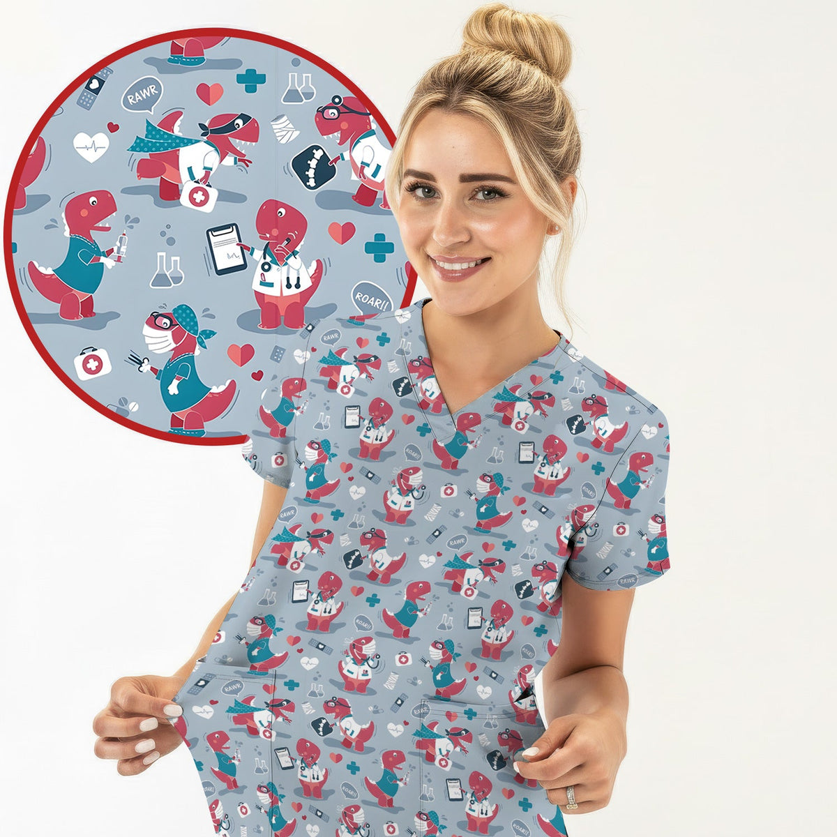 Dinosaur Doctor Nurse Scrub Top