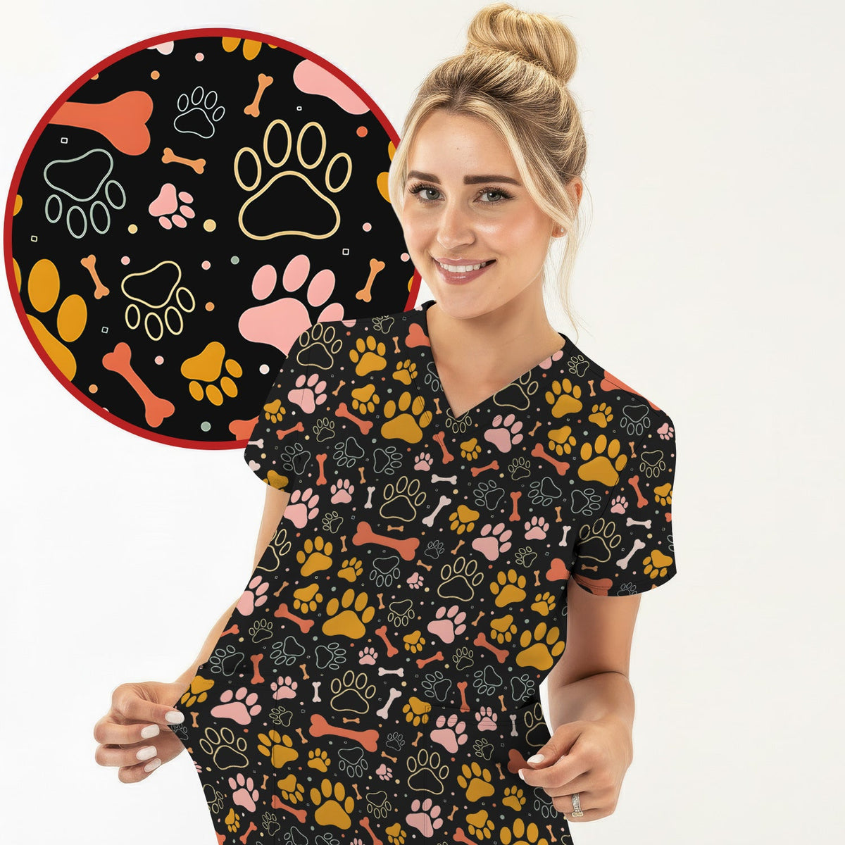 Paw Print Dog Nurse Scrub Set