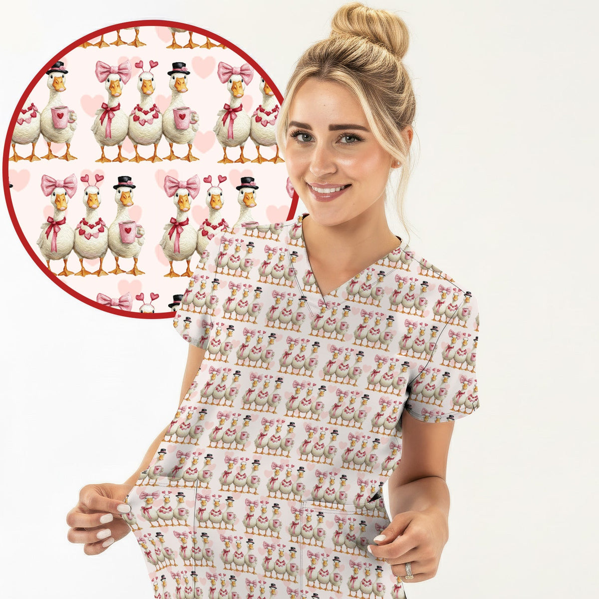 Goose Heart Nurse Scrub Set - Valentines Day Gift