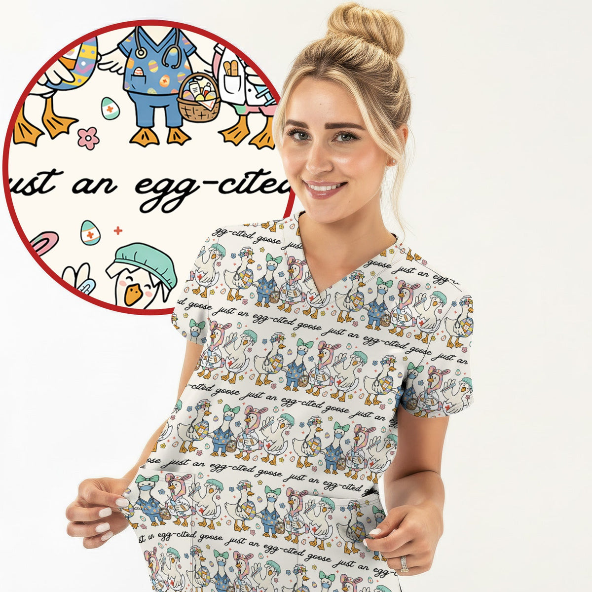 Easter Goose Nurse Scrub Top