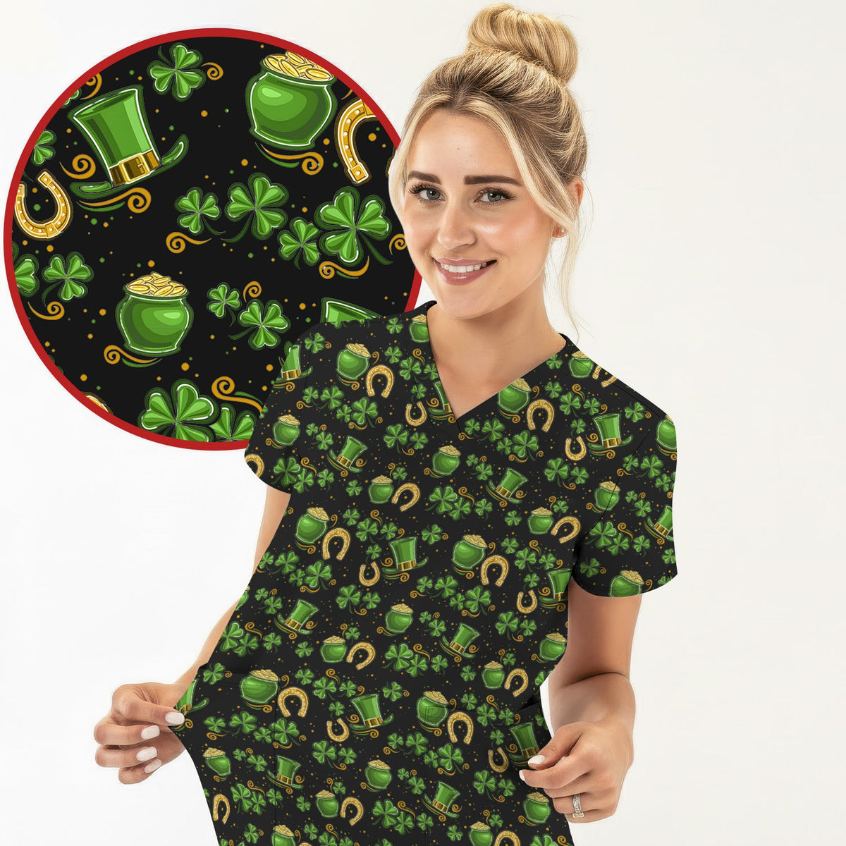 St Patrick Shamrock Nurse Scrub Set