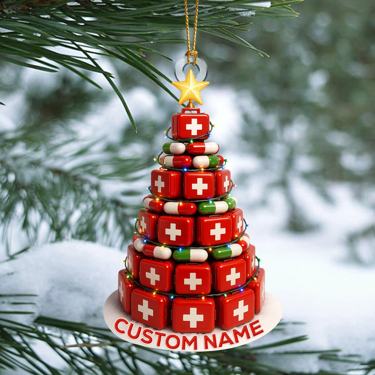 Personalized Pill Box Christmas Nurse Ornament