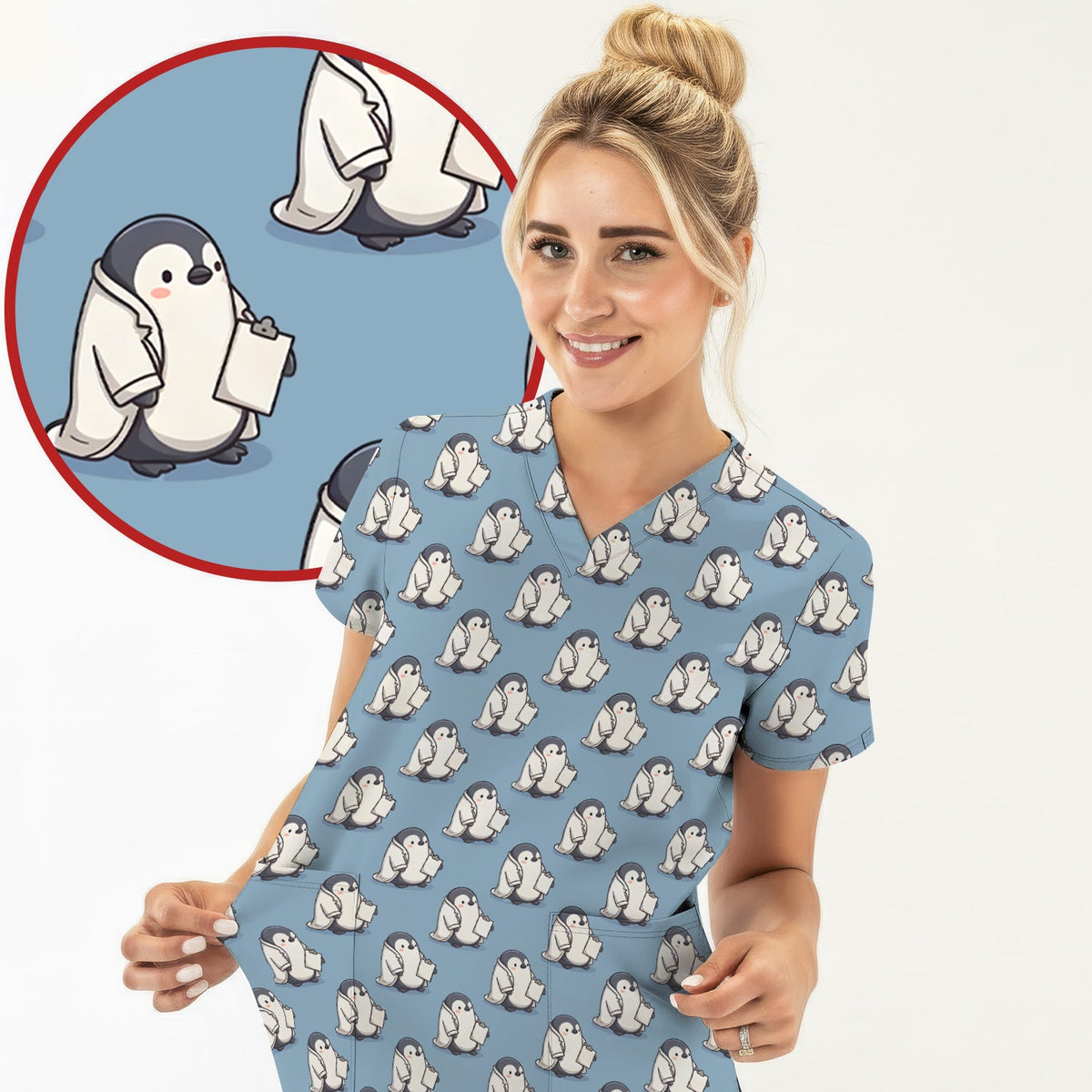 Penguin Medical Nurse Scrub Top