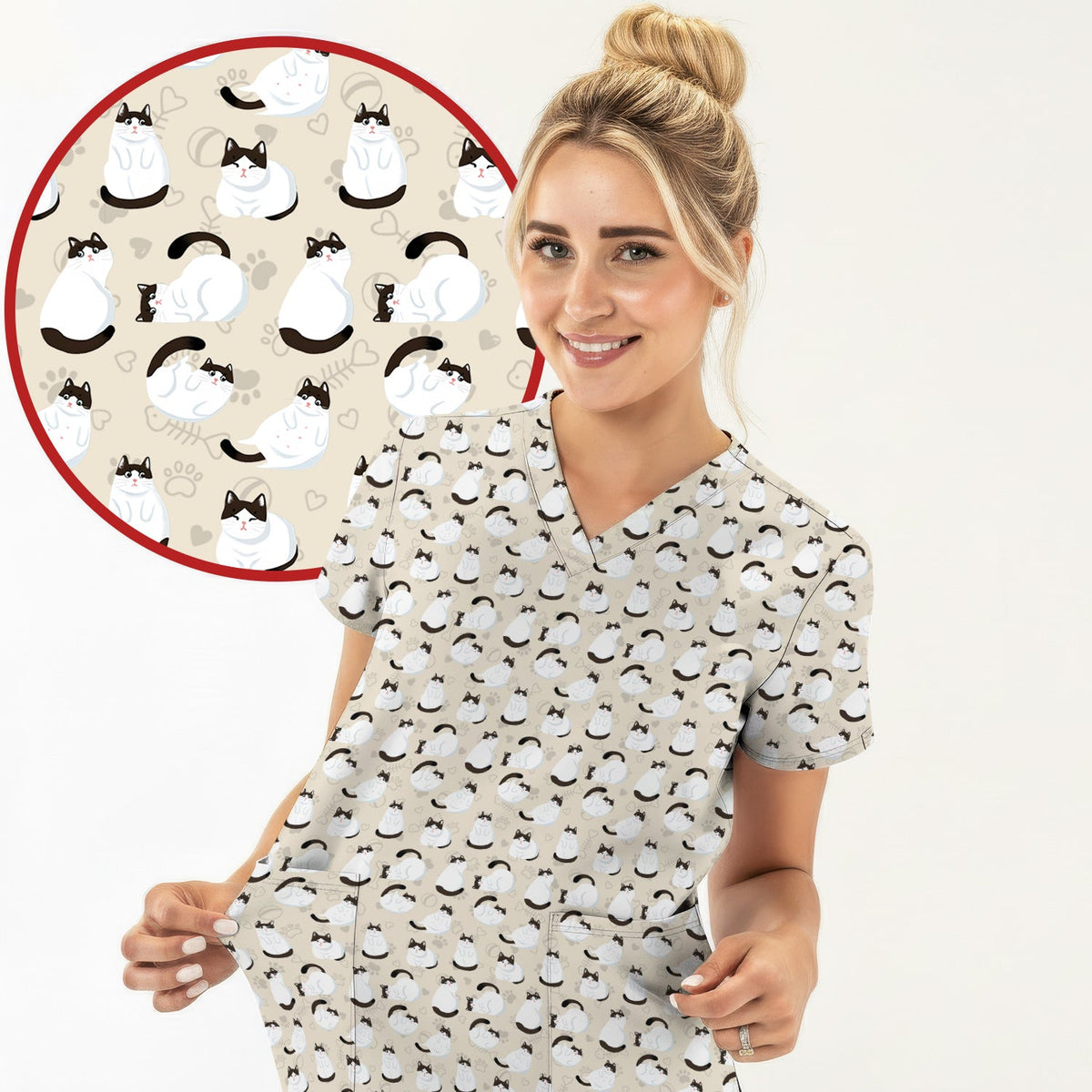 Cat Nurse Scrub Top